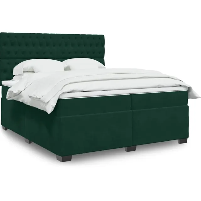 vidaXL Boxspring met matras fluweel donkergroen 200x200 cm groen