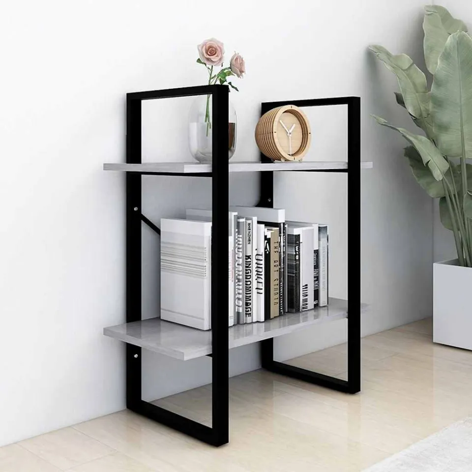 vidaXL Boekenkast met 2 schappen 60x30x70 cm bewerkt hout betongrijs grijs, foto 3