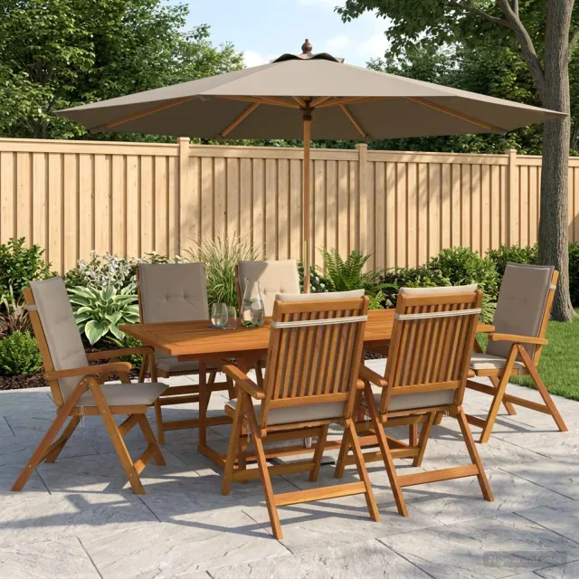 vidaXL 7-delige tuineethoek Naturel Massief Acaciahout, foto 2