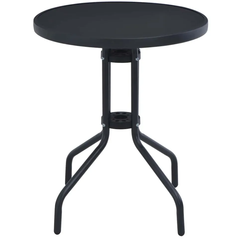 vidaXL Tuintafel 80 cm staal en glas zwart, foto 2
