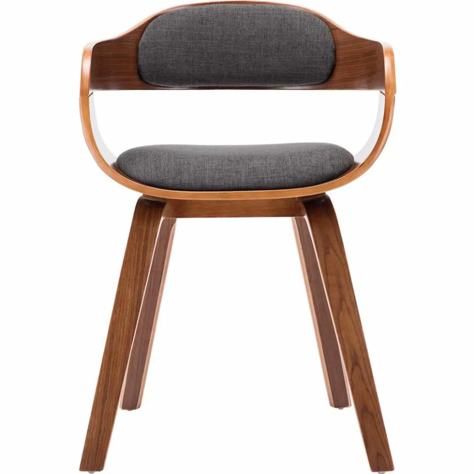 vidaXL Eetkamerstoelen 2 st stof en gebogen hout donkergrijs grijs, foto 4
