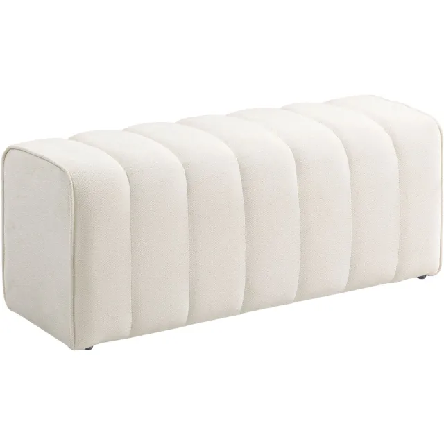 Homcom Bedeindbank - Stof met linnenlook (100% polyester) - 110x40x44cm - Crème