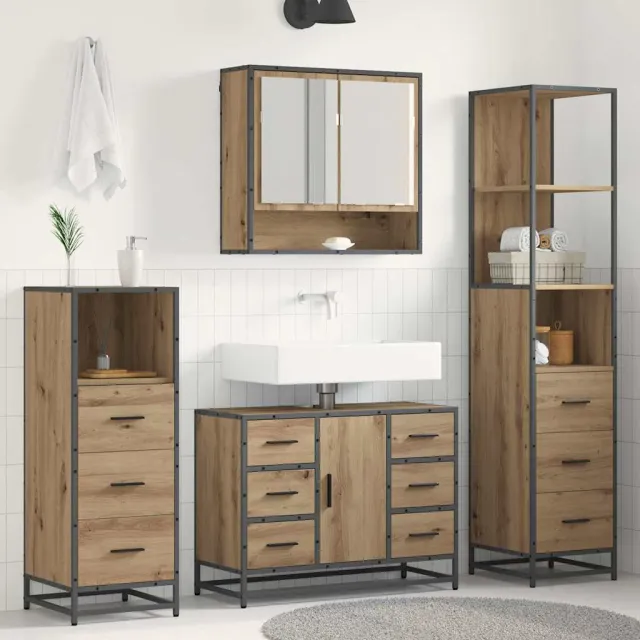 vidaXL Badkamermeubelset 3 st Artisan Eiken 35 x 37,5 x 166 cm Bruin