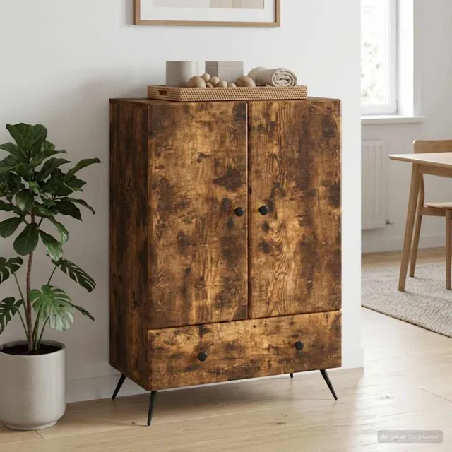 vidaXL Dressoir Gerookt eiken 66 x 34,5 x 95 cm Bewerkt hout Bruin