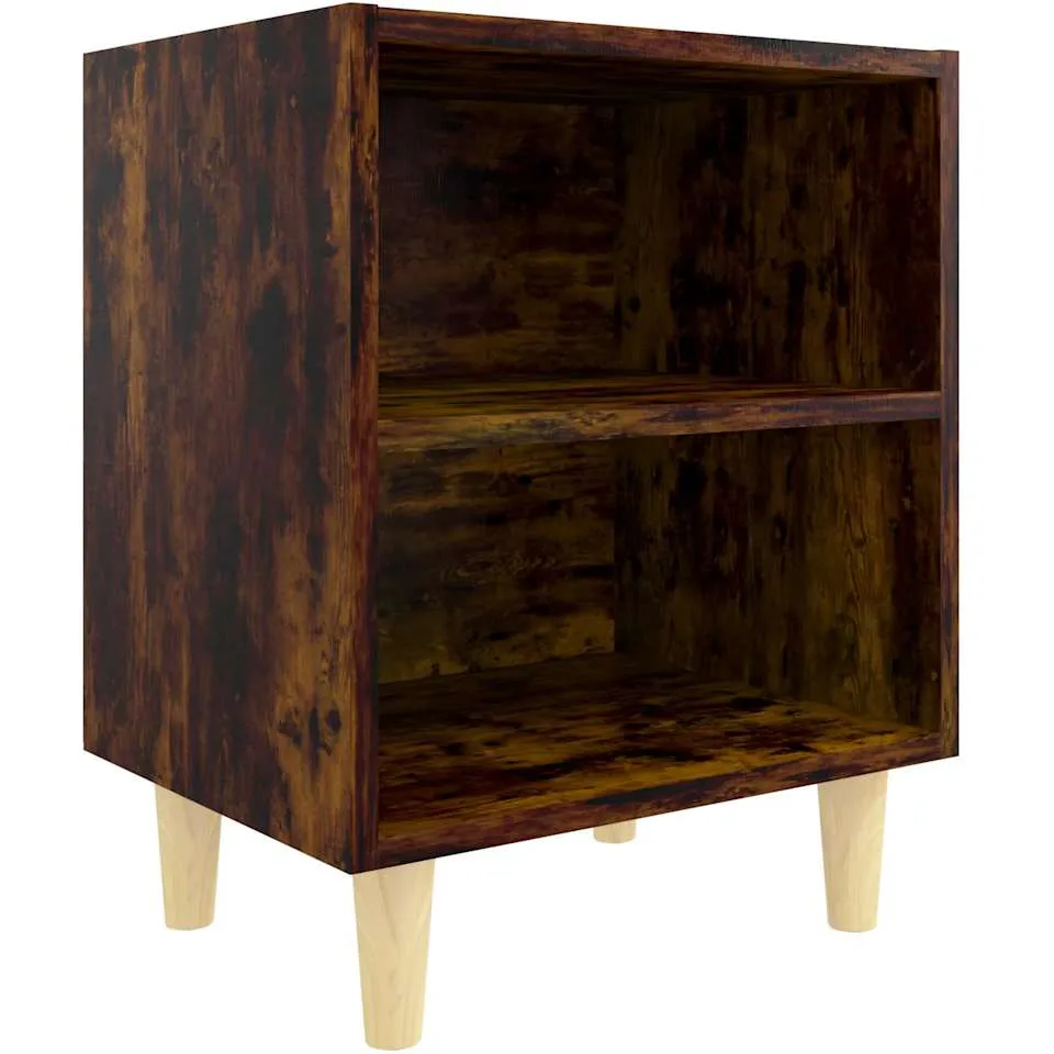 vidaXL Nachtkastje met houten poten 40x30x50 cm gerookt eikenkleurig, foto 3