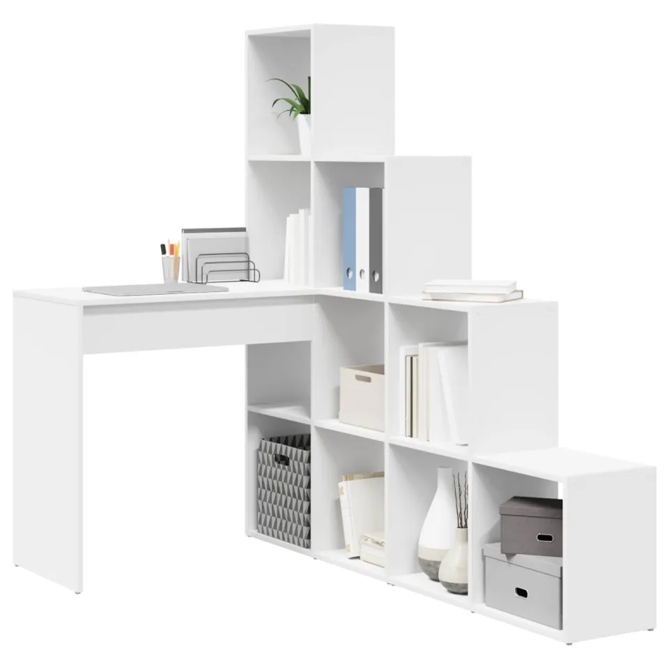 vidaXL Hoekbureau Wit 101,5 x 149,5 x 149,5 cm Bewerkt hout, foto 3