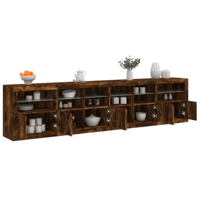 vidaXL Dressoir met LED-verlichting 283,5x37x67 cm gerookt eikenkleur Bruin