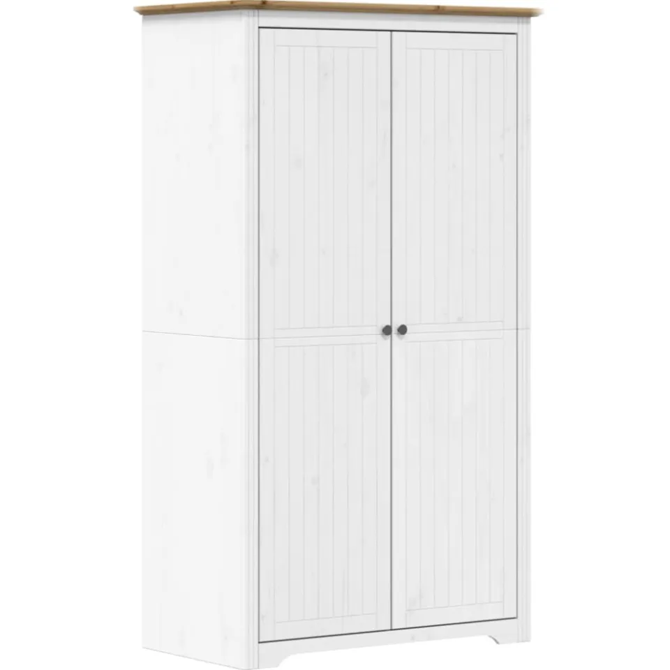 vidaXL Kledingkast BODO 99x53,5x173 cm massief grenenhout wit bruin, foto 3