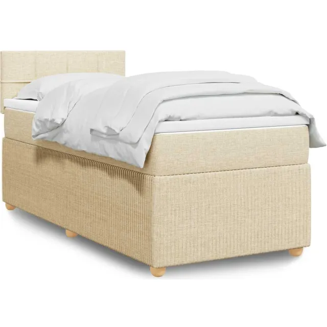 vidaXL Boxspring met matras stof crèmekleurig 90x190 cm