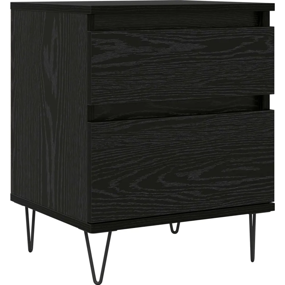 vidaXL Bed kast Zwart Eiken 40 x 35 x 50 cm Bewerkt hout, foto 3
