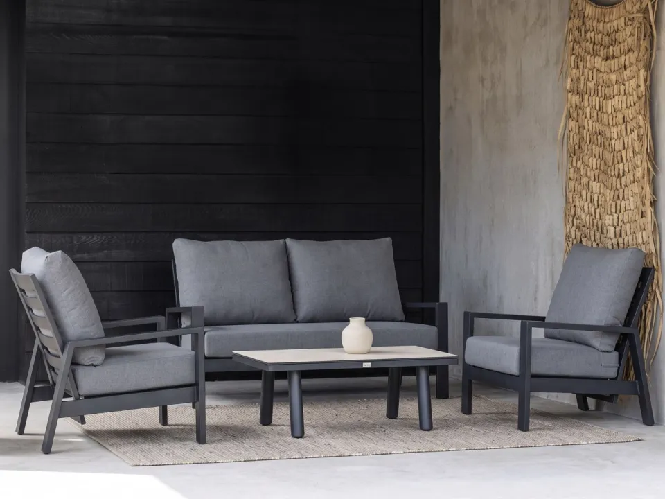 Tierra Outdoor Musone stoel-bank loungeset 4-delig 4-zits verstelbaar grijs, foto 2