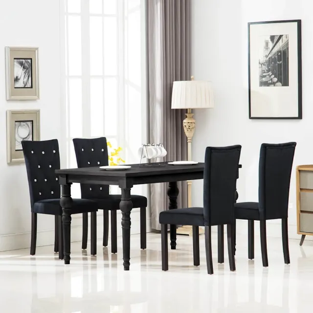 vidaXL Eetkamerstoelen 4 st fluweel zwart, foto 2