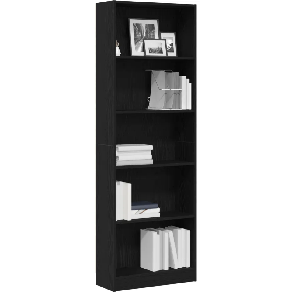 vidaXL Boekenkast 60 x 24 x 176 cm Bewerkt hout Zwart Eiken