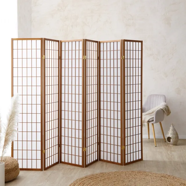 Homestyle4u Kamerscherm - 264x175 cm - bruin - 6-delig - Shoji