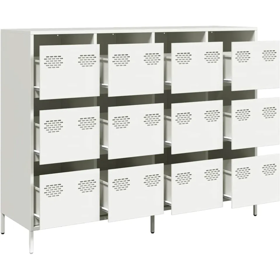 vidaXL Dressoir 135x39x103,5 cm koudgewalst staal wit, foto 4