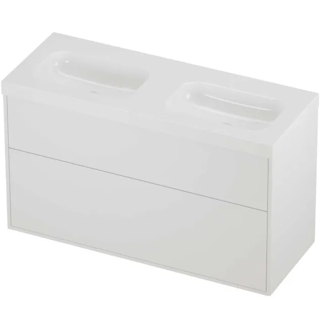 Proline Haga Badmeubelset Polystone Mezza In Kader 120x46x73 cm Glans Wit Mat White Mat Wit