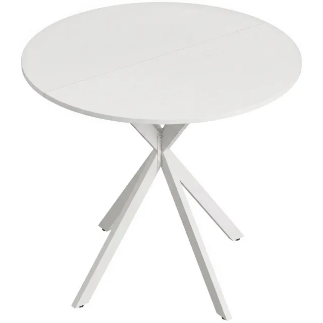 Homona Ronde eettafel - Voor 2 personen - Met stalen kruisframe en verstelbare voetjes - Ø80 x 75 cm - Wit