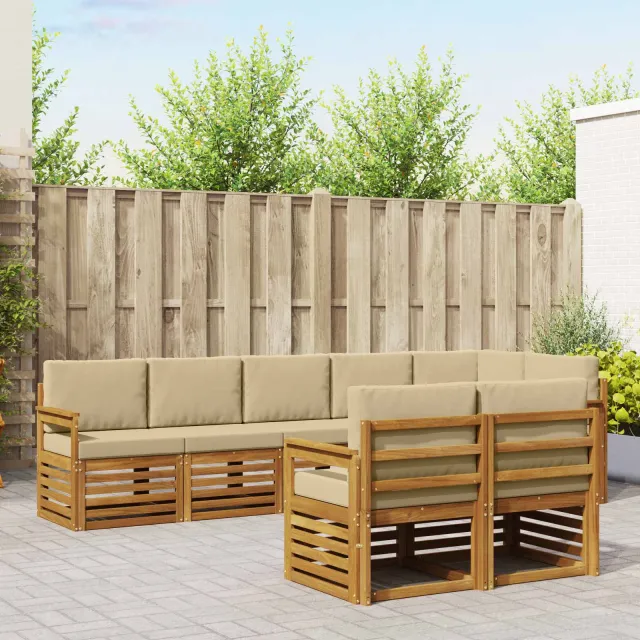 vidaXL Buiten bankenset 8 st 8-zits Natuurlijk en Beige Bruin