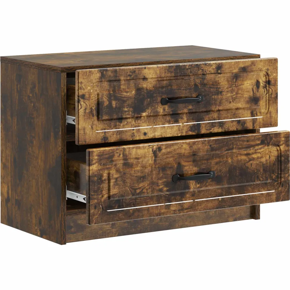 vidaXL Nachtkastje Gerookt eiken 62 x 34,5 x 44,5 cm Bewerkt hout Bruin