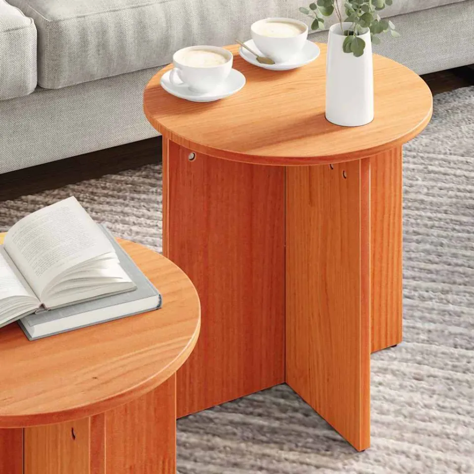 vidaXL Salontafel 2 st Wasbruin 41.5 x 41.5 x 46 cm beige, foto 3