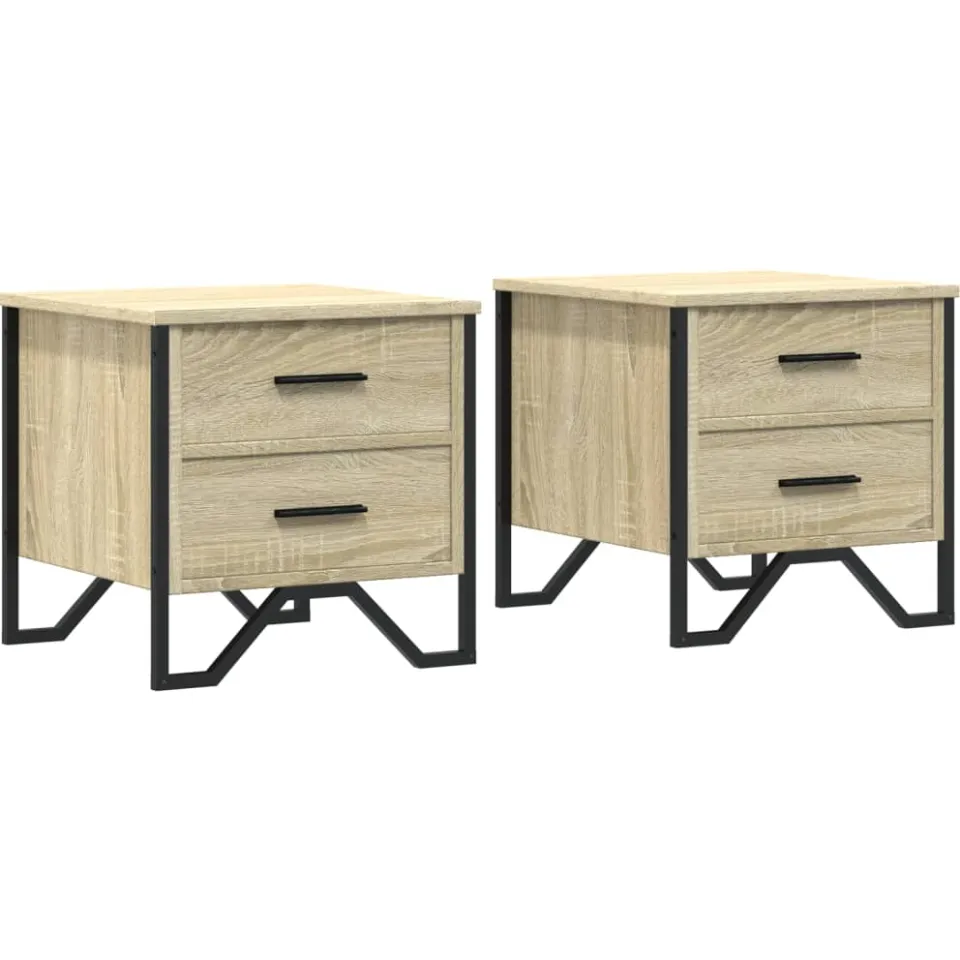 vidaXL Nachtkastjes 2 st 40x41x40 cm bewerkt hout sonoma eikenkleurig Bruin