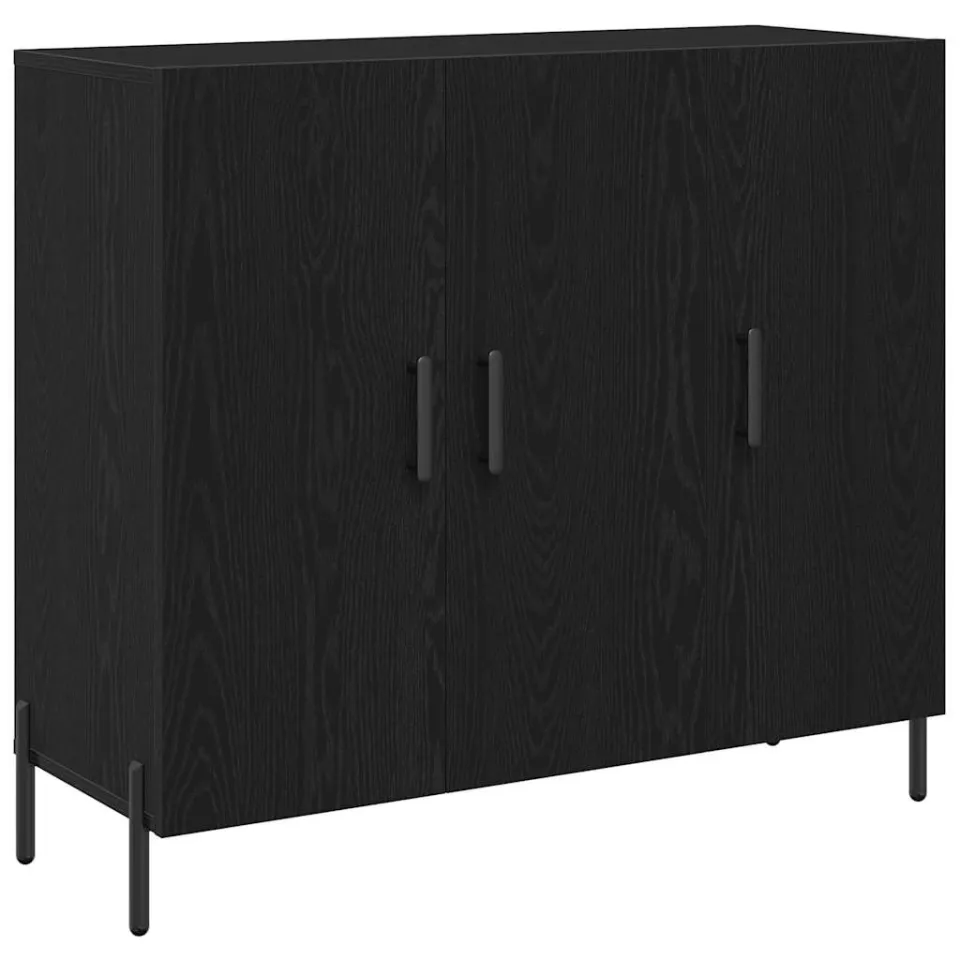 vidaXL Dressoir Zwart Eiken 90 x 34 x 80 cm Bewerkt hout, foto 3