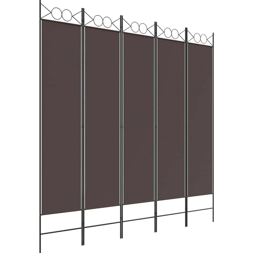 vidaXL Kamerscherm met 5 panelen 200x200 cm stof bruin, foto 3