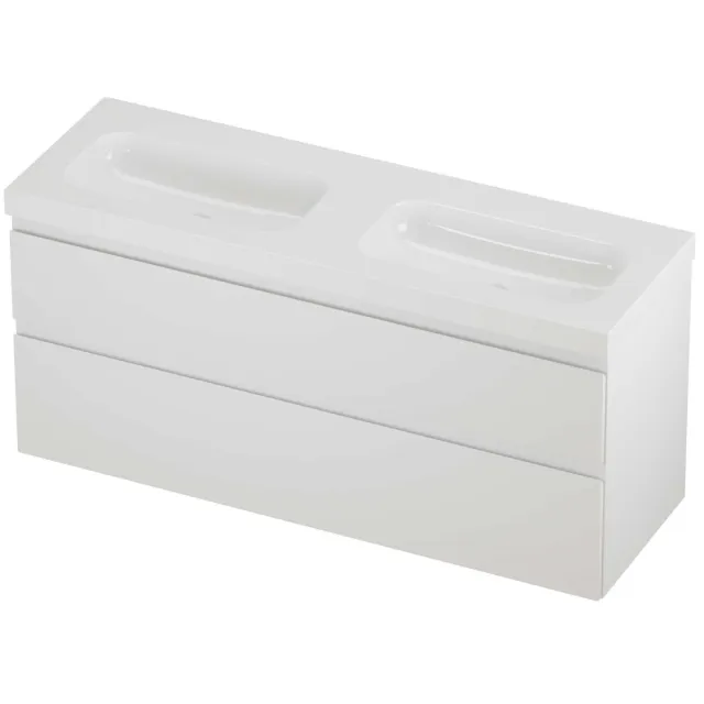 Proline Haga Badmeubelset Polystone Mezza 140x46x66 cm Glans Wit Mat Wit