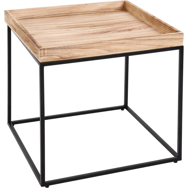 MCW Bijzettafel MCW-K71, salontafel salontafel, paulowniahout metaal 60x60x60cm ~ natuurlijke kleur