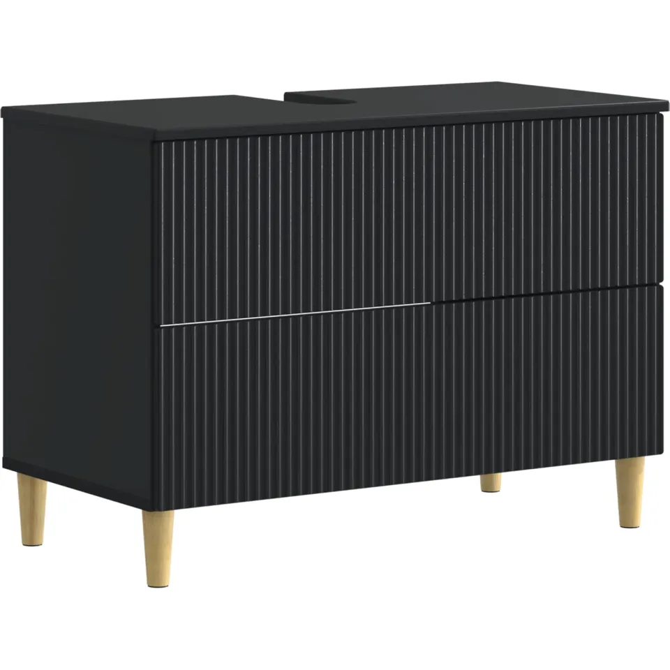 vidaXL Badkamer wastafelkast ARNHEM Zwart 82 x 41 x 59 cm Bewerkt hout, foto 3