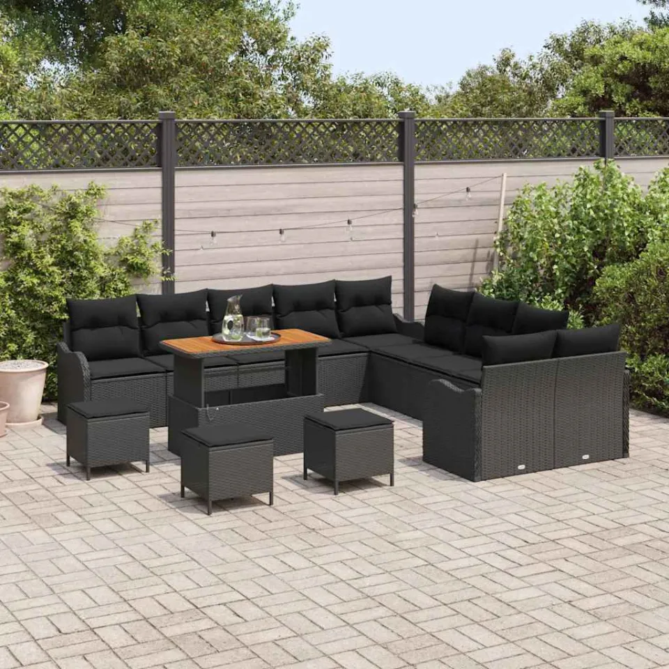 vidaXL Tuin Sofa Set 14 st Zwart poly rattan, foto 2