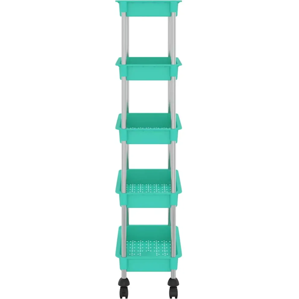 vidaXL Keukentrolley 5-laags 42x29x128 cm ijzer en ABS turquoise, foto 4