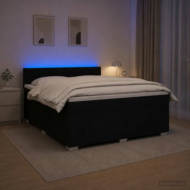 vidaXL Boxspringbed met matras met hoofdeinde Zwart 160 x 200 cm Stof