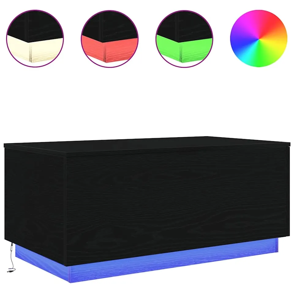 vidaXL Salontafel met LED-verlichting 90x50x40 cm zwart eiken, foto 4