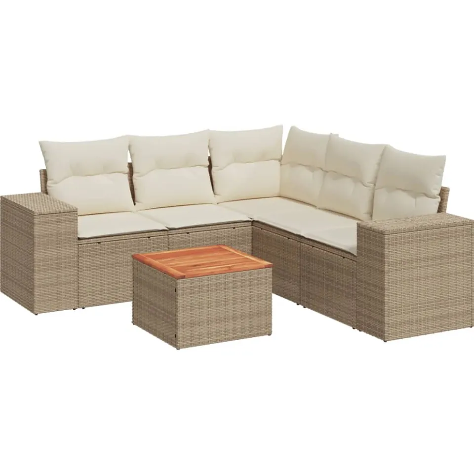 vidaXL Patio Sofa Set 6-zits Beige, foto 3