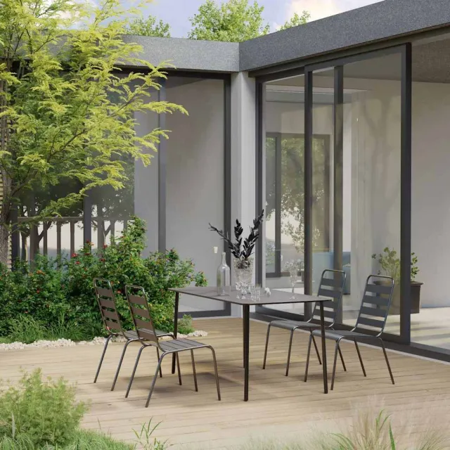 vidaXL 5-delige Tuinset staal donkergrijs grijs, foto 2