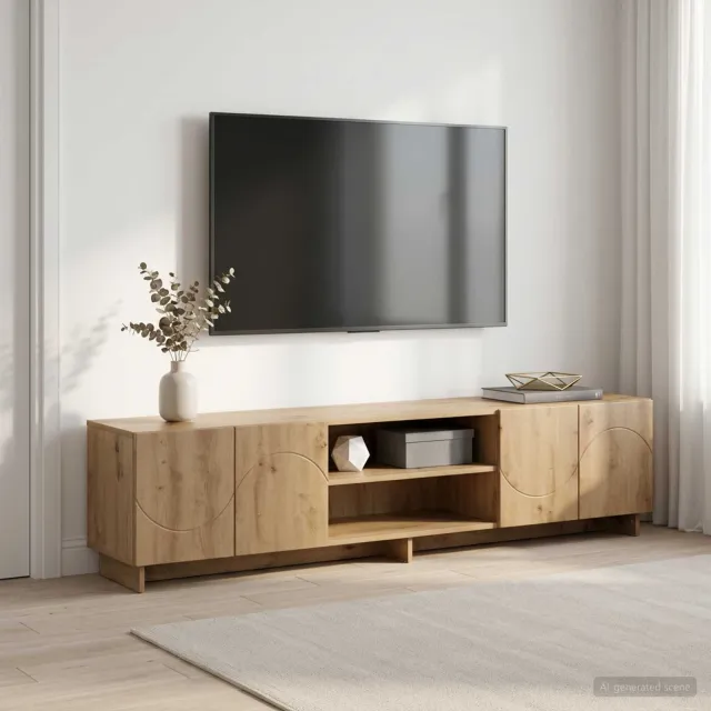 vidaXL TV-standaard 180 x 34,5 x 40 cm Artisanaal eiken Bewerkt hout Bruin