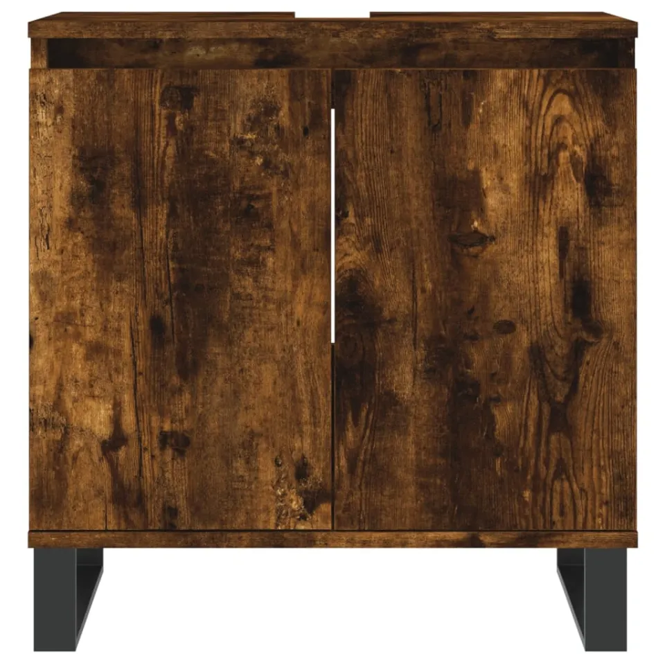 vidaXL 3-delige Badkamermeubelset bewerkt hout gerookt eikenkleurig, foto 4