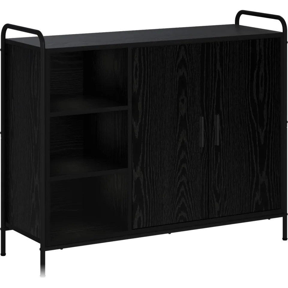 vidaXL Dressoir Zwart eiken 97 x 33 x 81 cm Bewerkt hout, foto 3