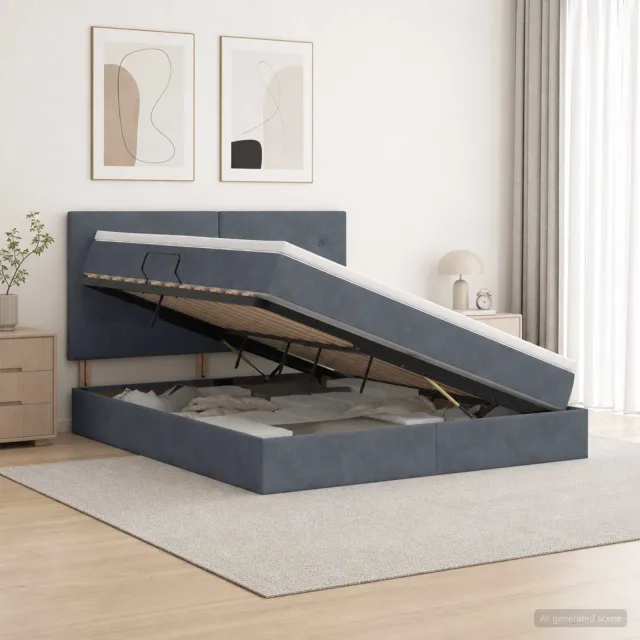 vidaXL Opslag bed met matras Donkergrijs 180 x 200 cm Fluweel