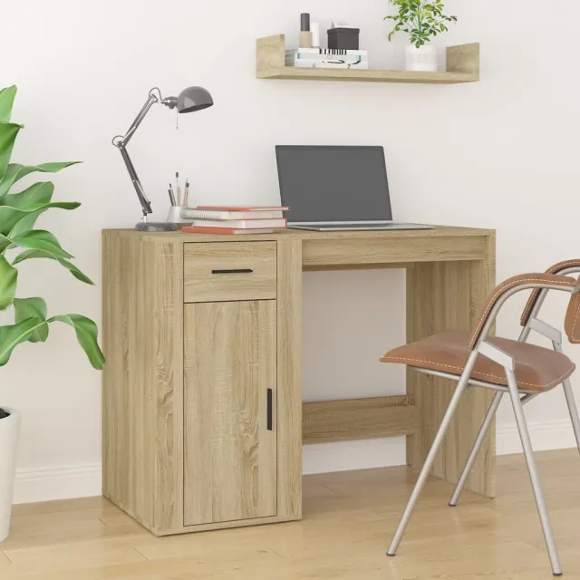 vidaXL Bureau 100x49x75 cm bewerkt hout sonoma eikenkleurig, foto 2