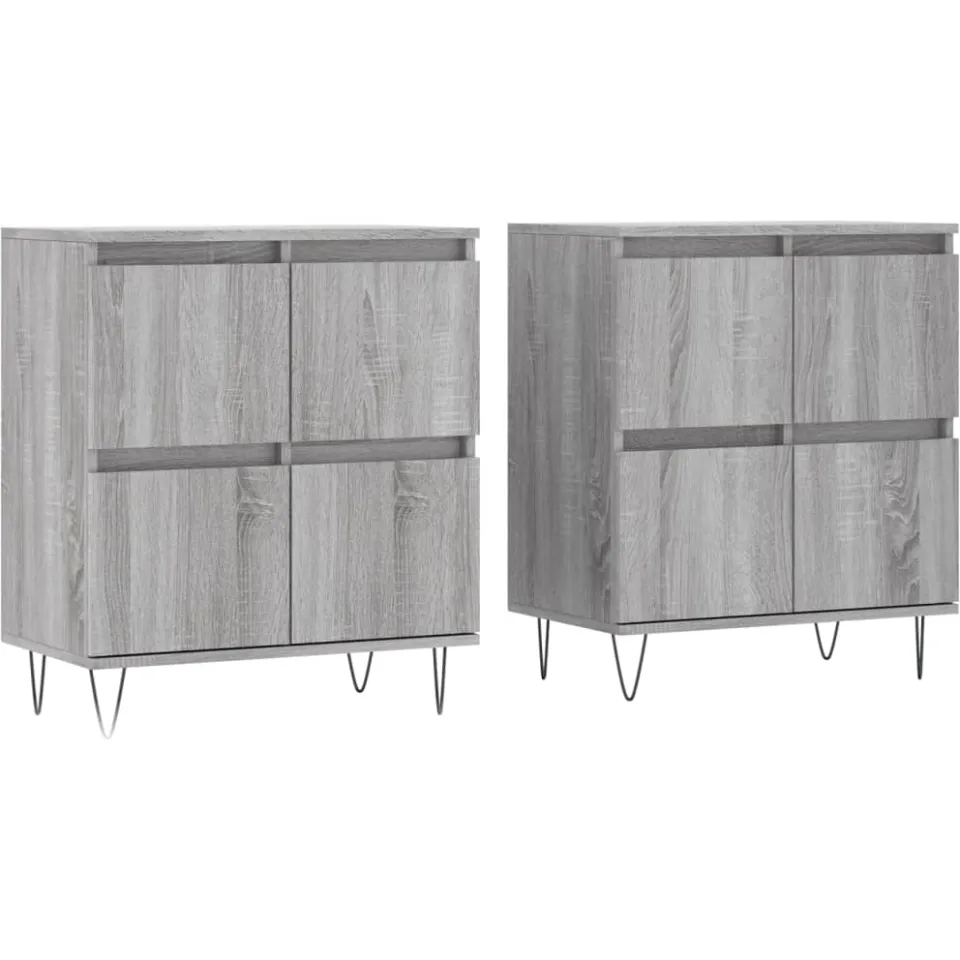 vidaXL Dressoirs 2 st bewerkt hout grijs sonoma eikenkleurig, foto 3
