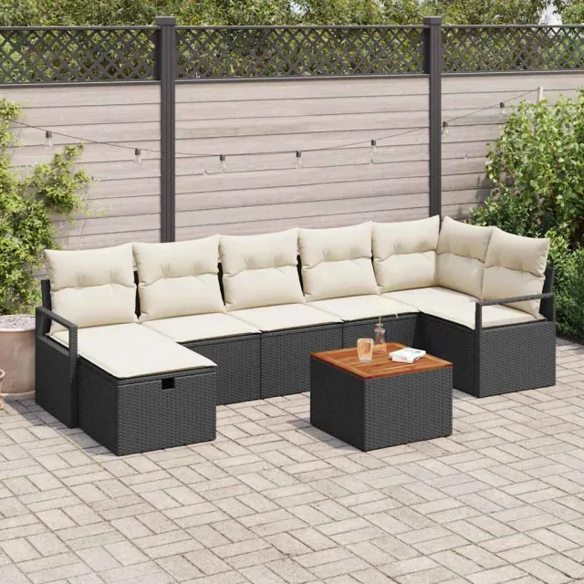 vidaXL Tuinbankenset 8 st Zwart poly rattan, foto 2