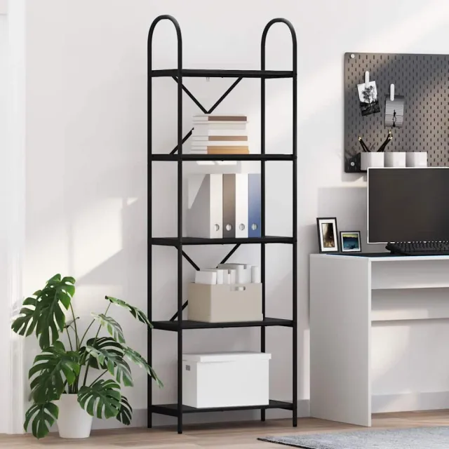 vidaXL Boekenkast 5-laags 60 x 30 x 183 cm Bewerkt hout Zwart Eiken, foto 2