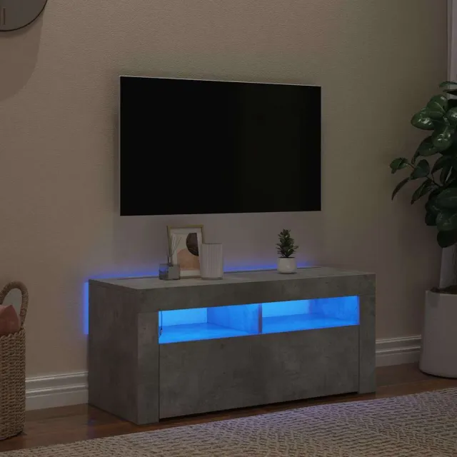 vidaXL Tv-meubel met LED-verlichting 90x35x40 cm betongrijs grijs