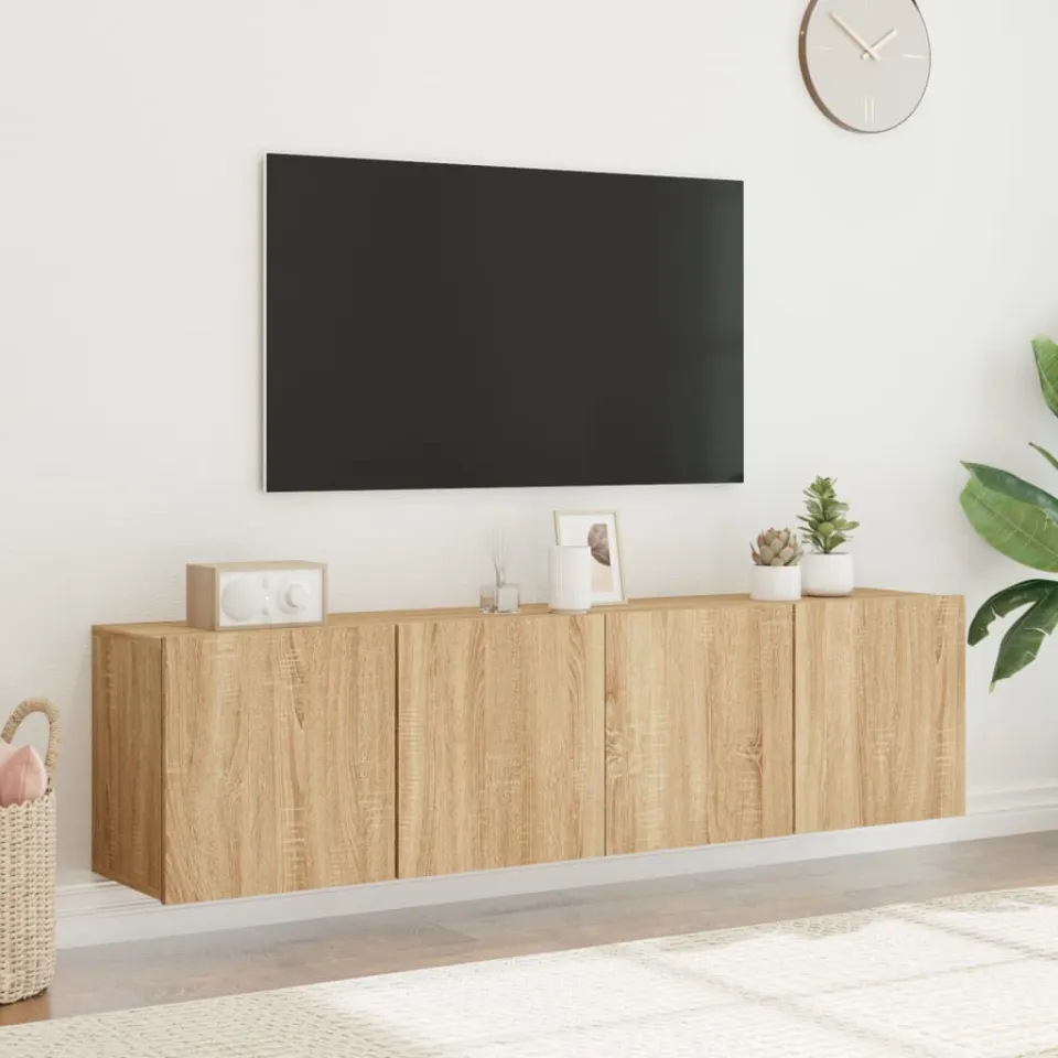 vidaXL Tv-meubels 2 st wandgemonteerd 80x30x41 cm sonoma eikenkleurig, foto 4