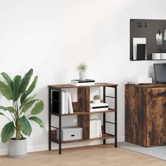 vidaXL Boekenkast 4-laags 82 x 32 x 79 cm Bewerkt hout Gerookt eiken, foto 2