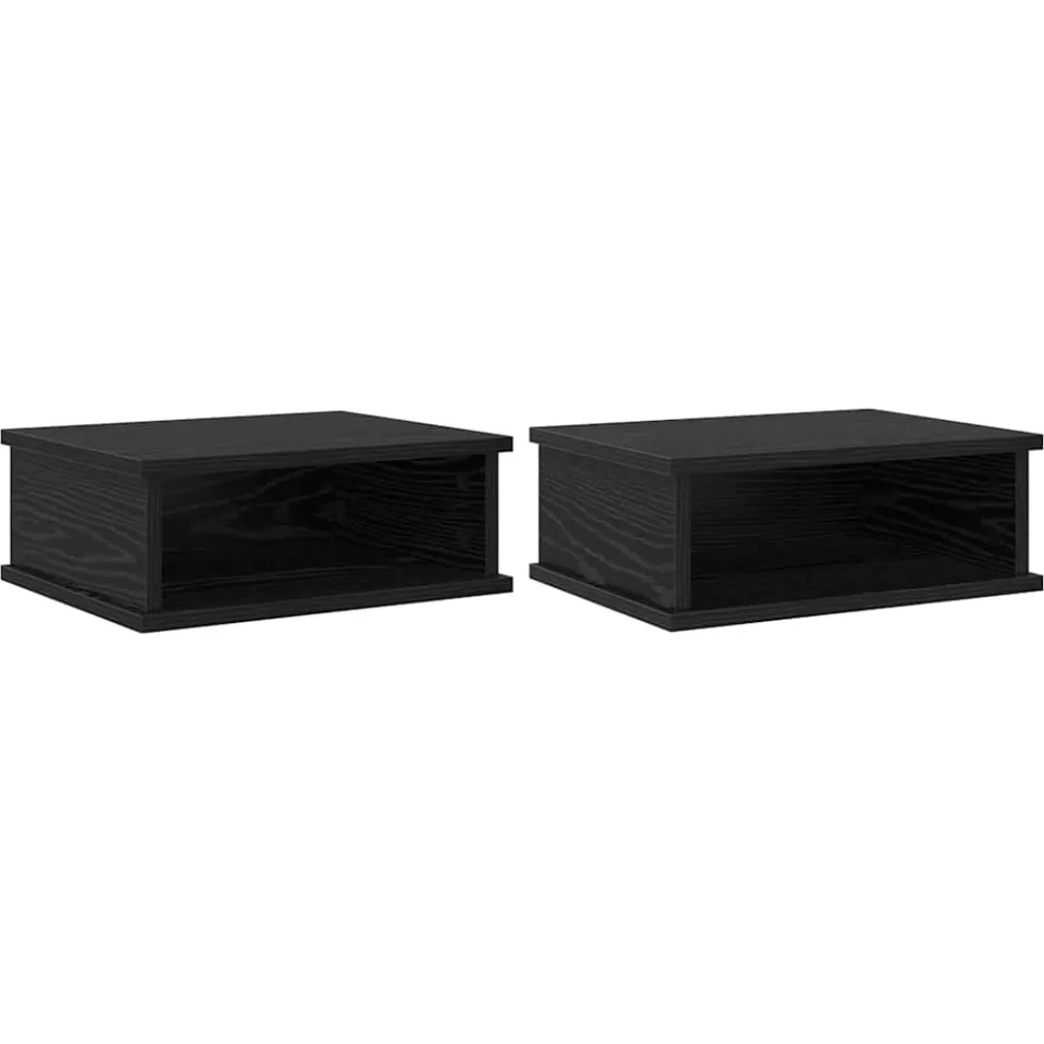 vidaXL Nachtkastje 2 st Zwart Eiken 40 x 31 x 15 cm Bewerkt hout, foto 3