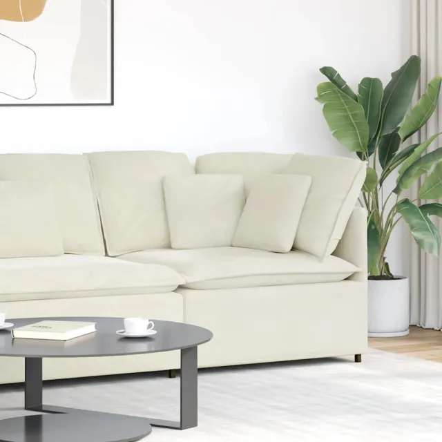 vidaXL Modulaire hoekmodule bank met kussens 100 cm crèmekleurig