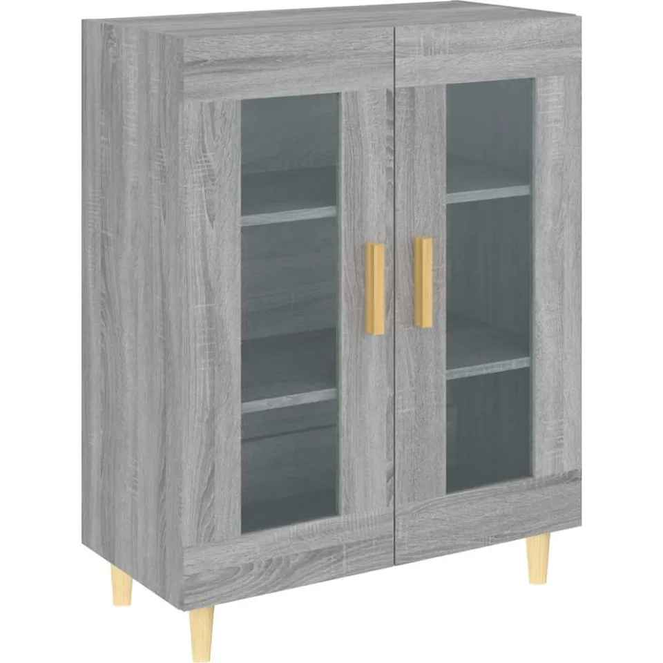 vidaXL Dressoir 69,5x34x90 cm bewerkt hout grijs sonoma eikenkleurig